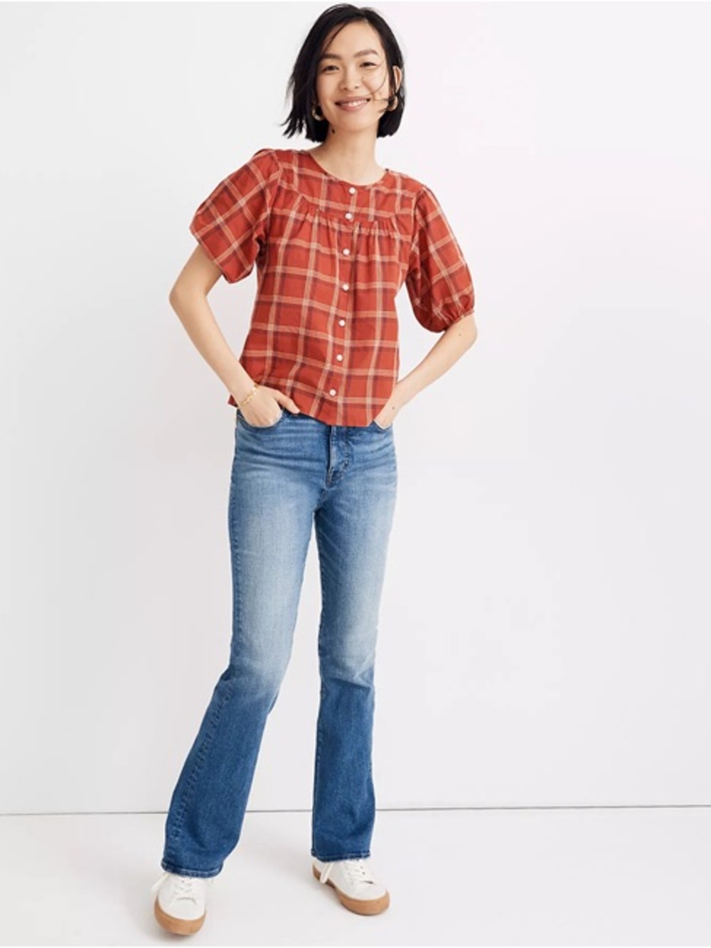 Madewell Red Plaid Prose Shirt XS